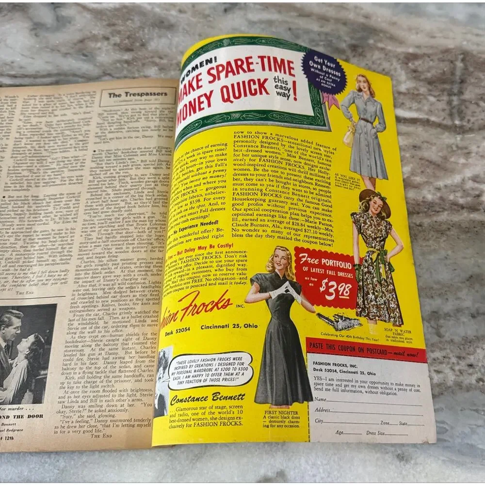 Vtg Screen Romances Magazine Aug. 1947 Joan Crawford Ads Movies +